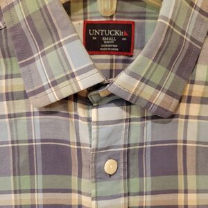 Untuckit Rombauer Plaid Slim Fit Shirt Button Down Plaid Mens Small 35563